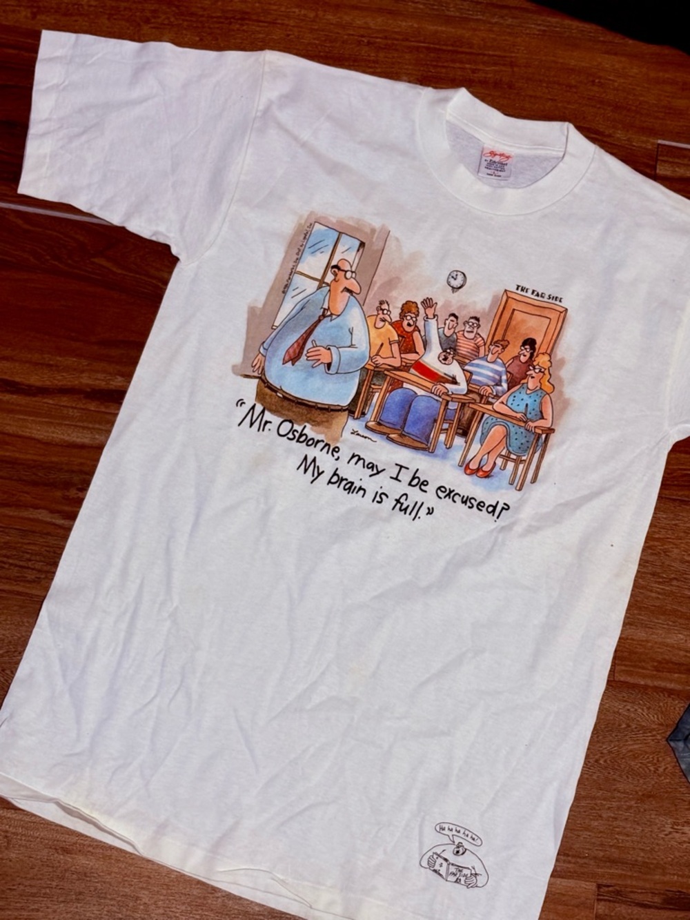 VINTAGE 1986 The Far Side Shirt Men L White Larson Farworks Comics Graphic USA